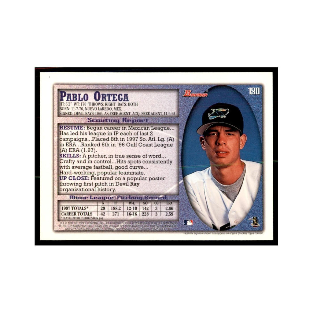 1998 Bowman Pablo Ortega Baseball Cards #180