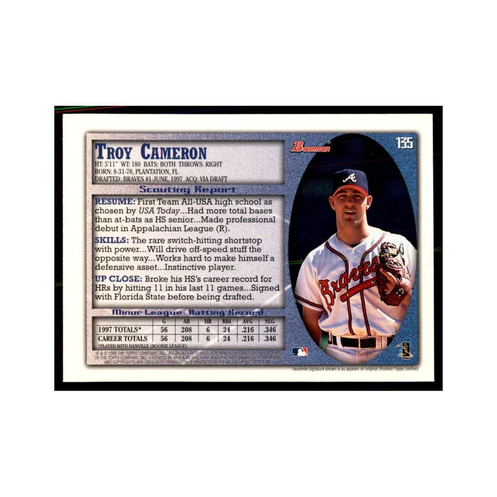 1998 Bowman Troy Cameron Baseball Cards #135