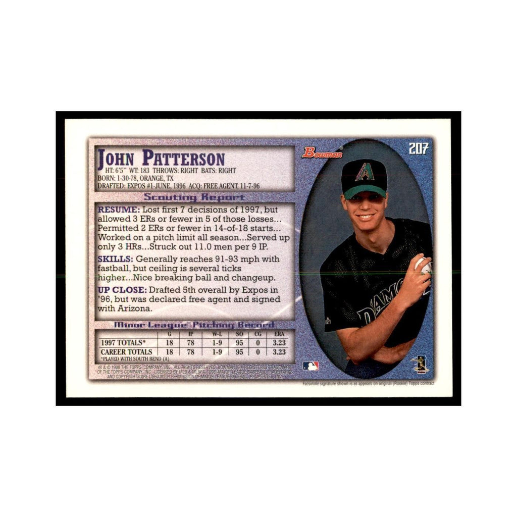1998 Bowman John Patterson Baseball Cards #207