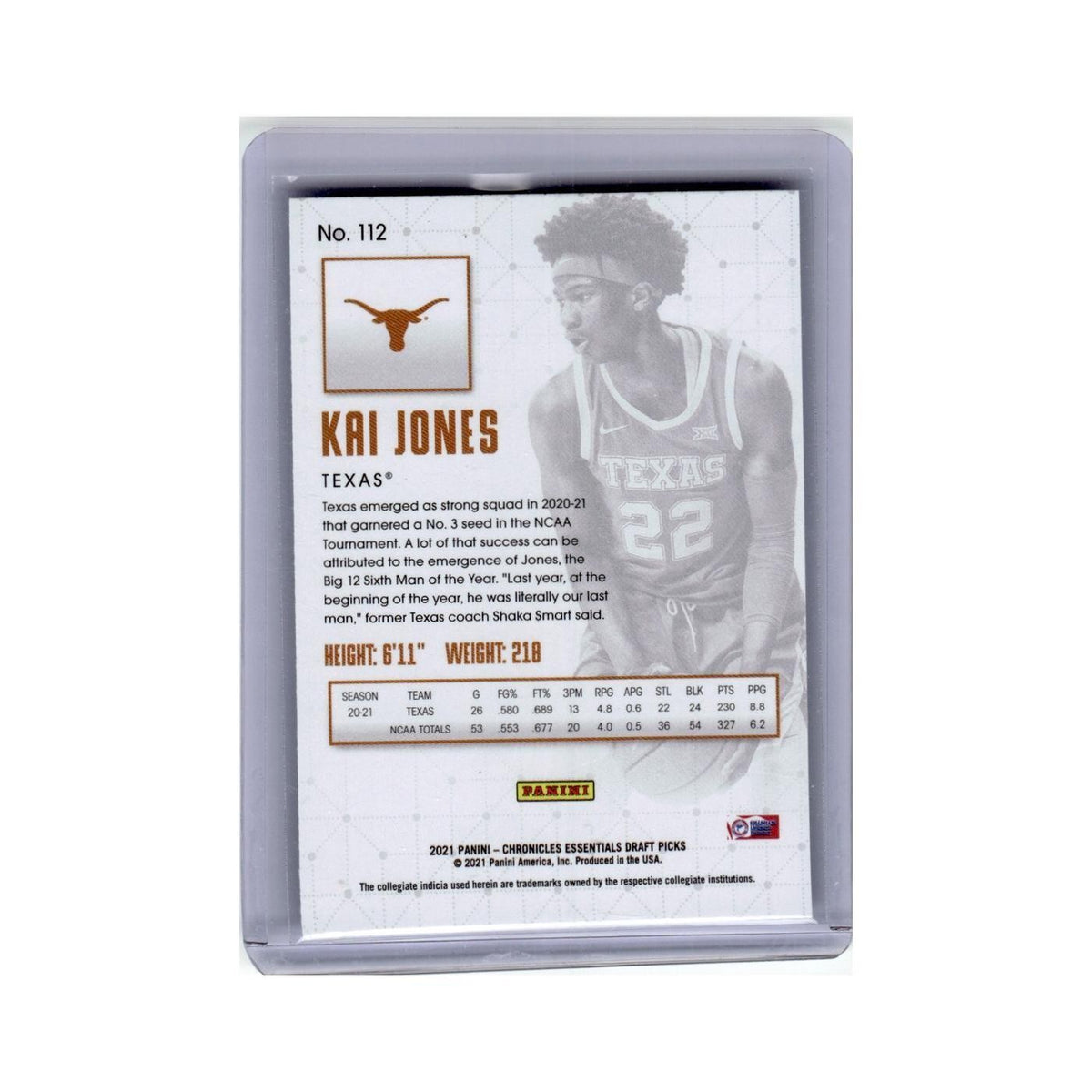 Kai Jones Rookie 2021 Panini Chronicles Essentials Draft Picks #112 NM