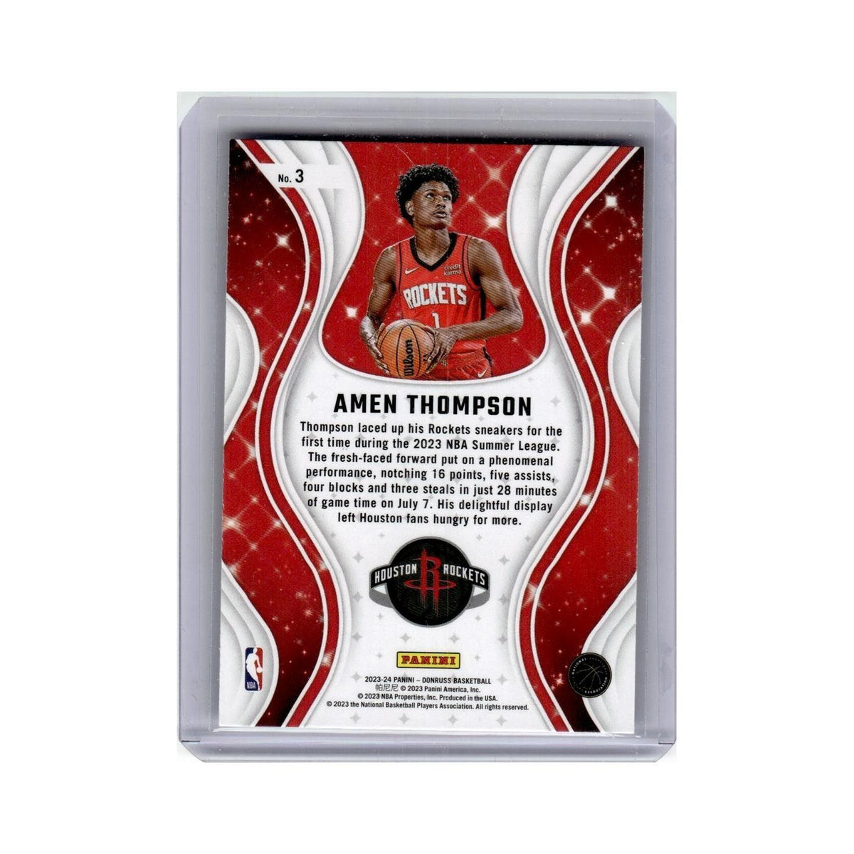 Amen Thompson Rookie 2023 Donruss Magicians #3 Houston Rockets NM