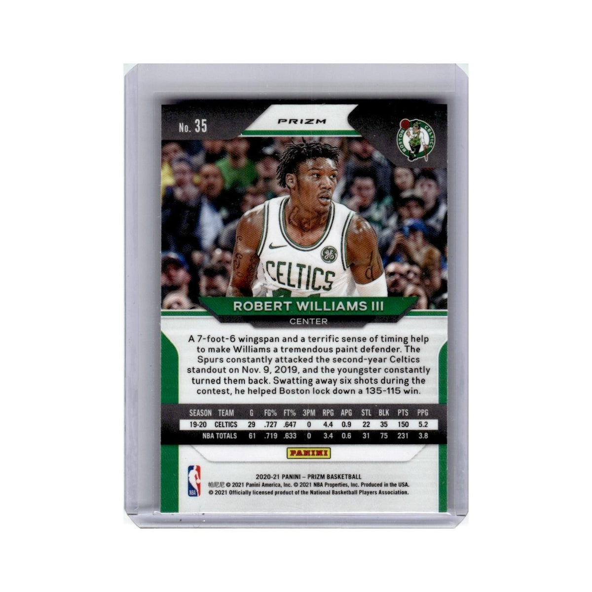 Robert Williams III 2020 Panini Prizm Pink Ice #35 Boston Celtics NM