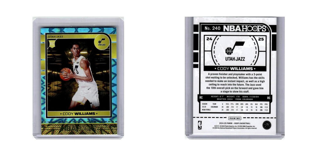 Cody Williams Rookie 2024 Hoops #240 Utah Jazz Basketball Card NM