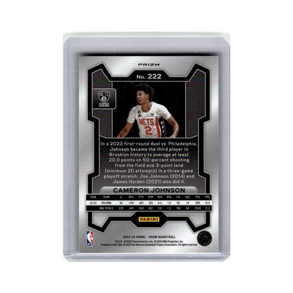 Cameron Johnson 2023 Panini Prizm Green #222 Brooklyn Nets Basketball Card NM