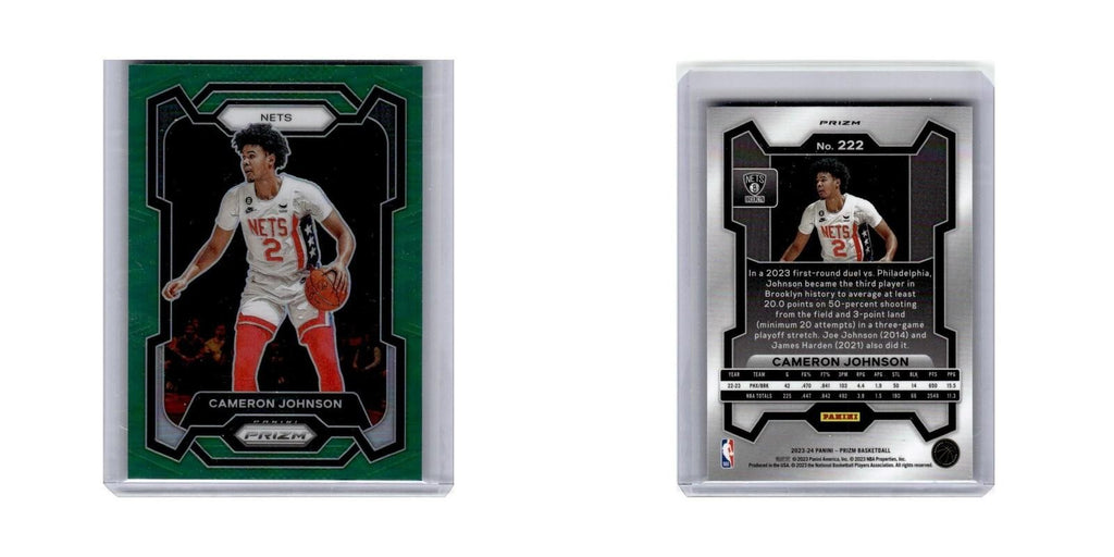 Cameron Johnson 2023 Panini Prizm Green #222 Brooklyn Nets Basketball Card NM