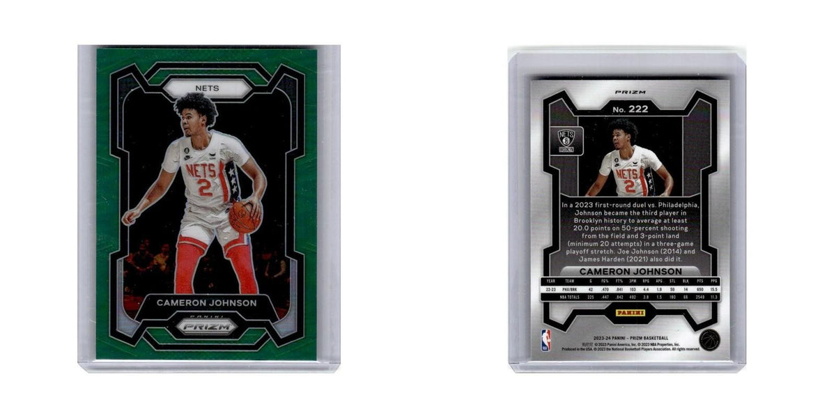 Cameron Johnson 2023 Panini Prizm Green #222 Brooklyn Nets Basketball Card NM