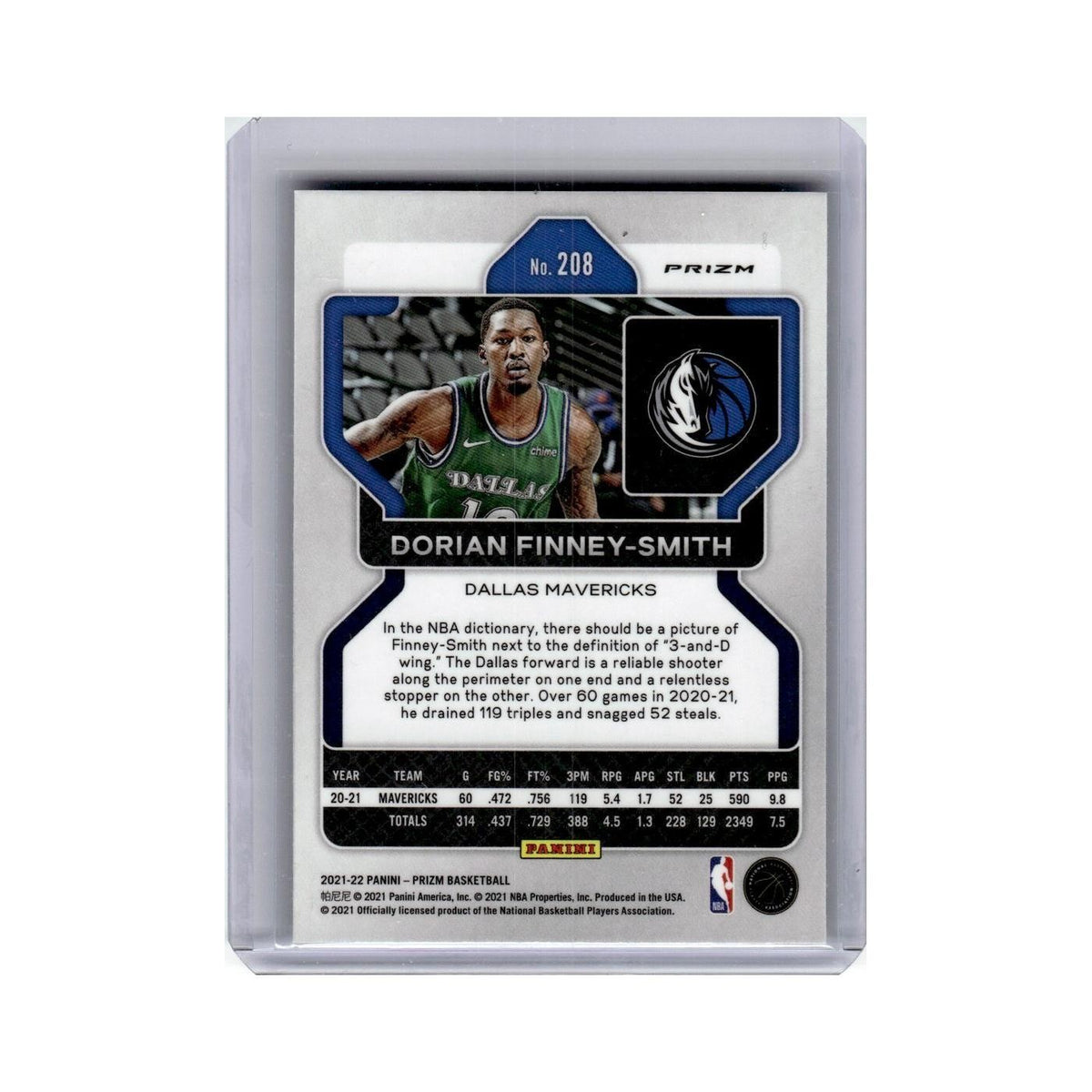Dorian Finney-Smith 2021 Panini Prizm Green #208 Dallas Mavericks NM