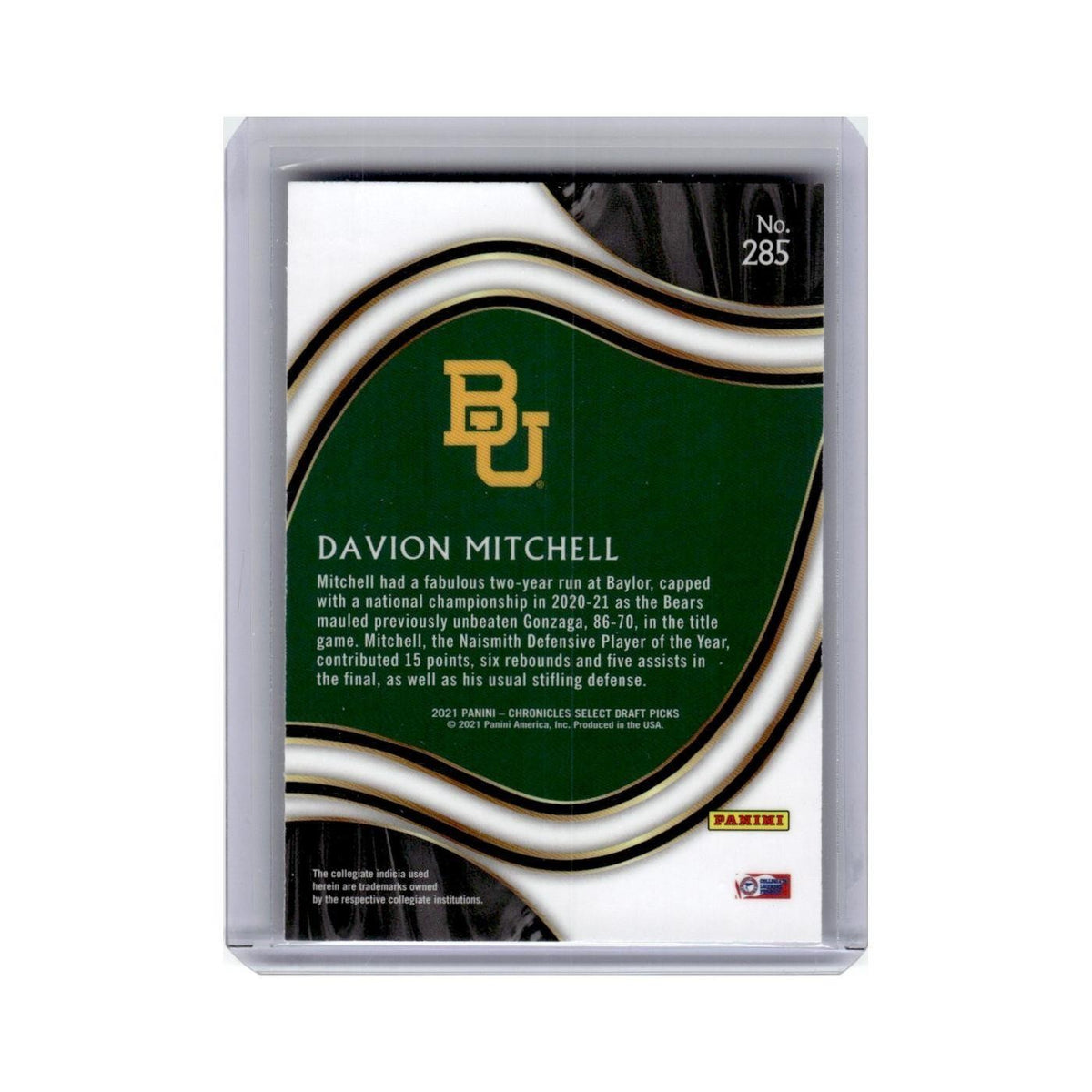 Davion Mitchell 2021 Panini Chronicles Select Draft Picks #285 Baylor Bears NM