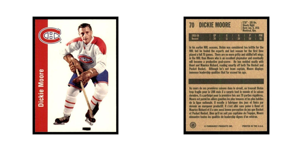 1994 Parkhurst Missing Link 1956-57 Dickie Moore Montreal Canadiens #70