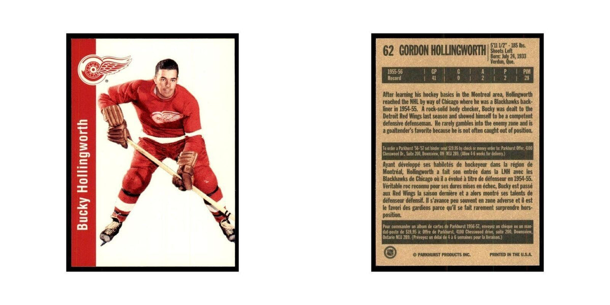 1994 Parkhurst Missing Link 1956-57 Bucky Hollingworth Detroit Red Wings #62
