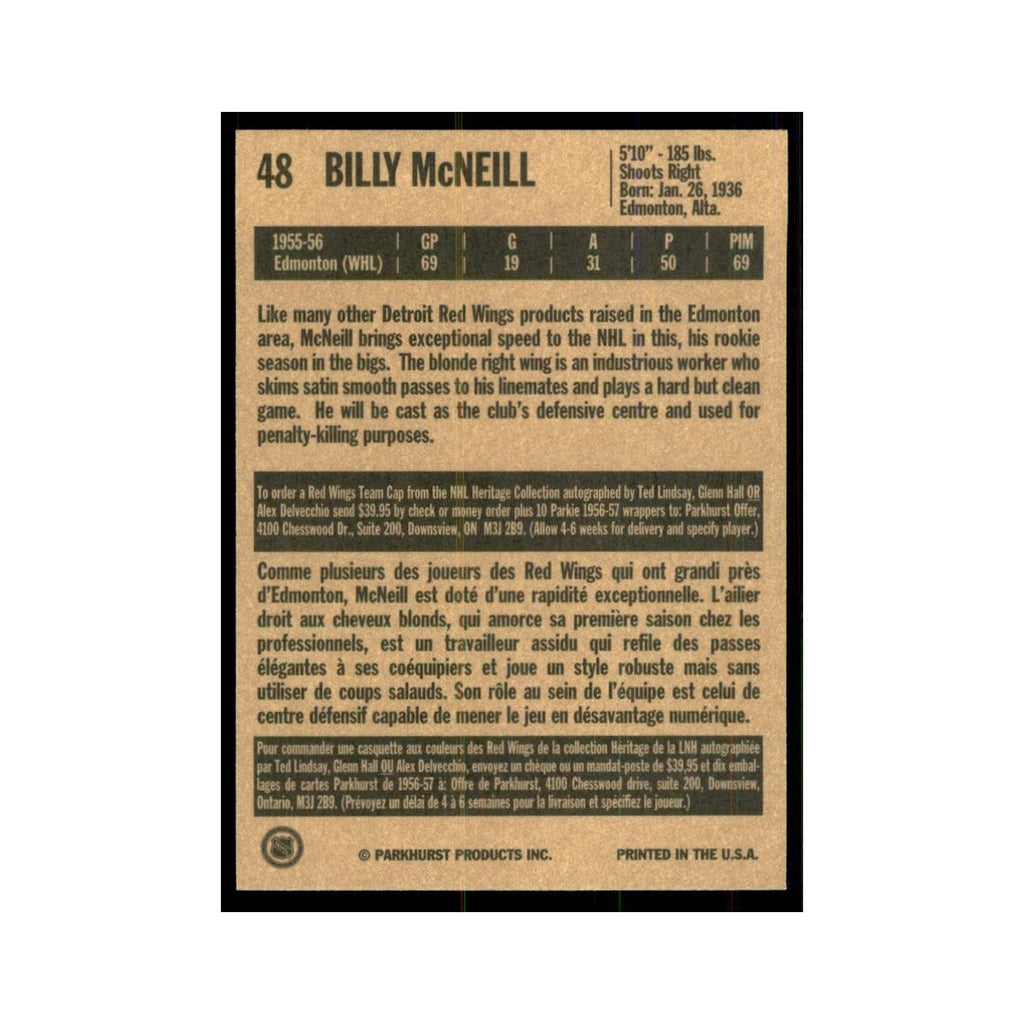 1994 Parkhurst Missing Link 1956-57 Billy McNeill Detroit Red Wings #48