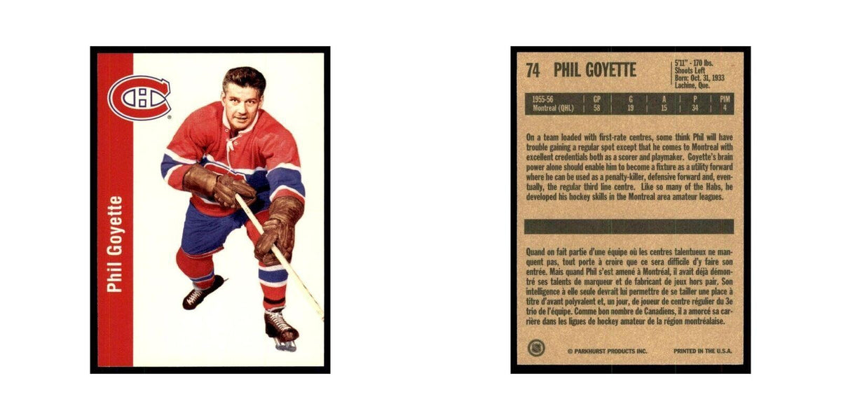 1994 Parkhurst Missing Link 1956-57 Phil Goyette Montreal Canadiens #74