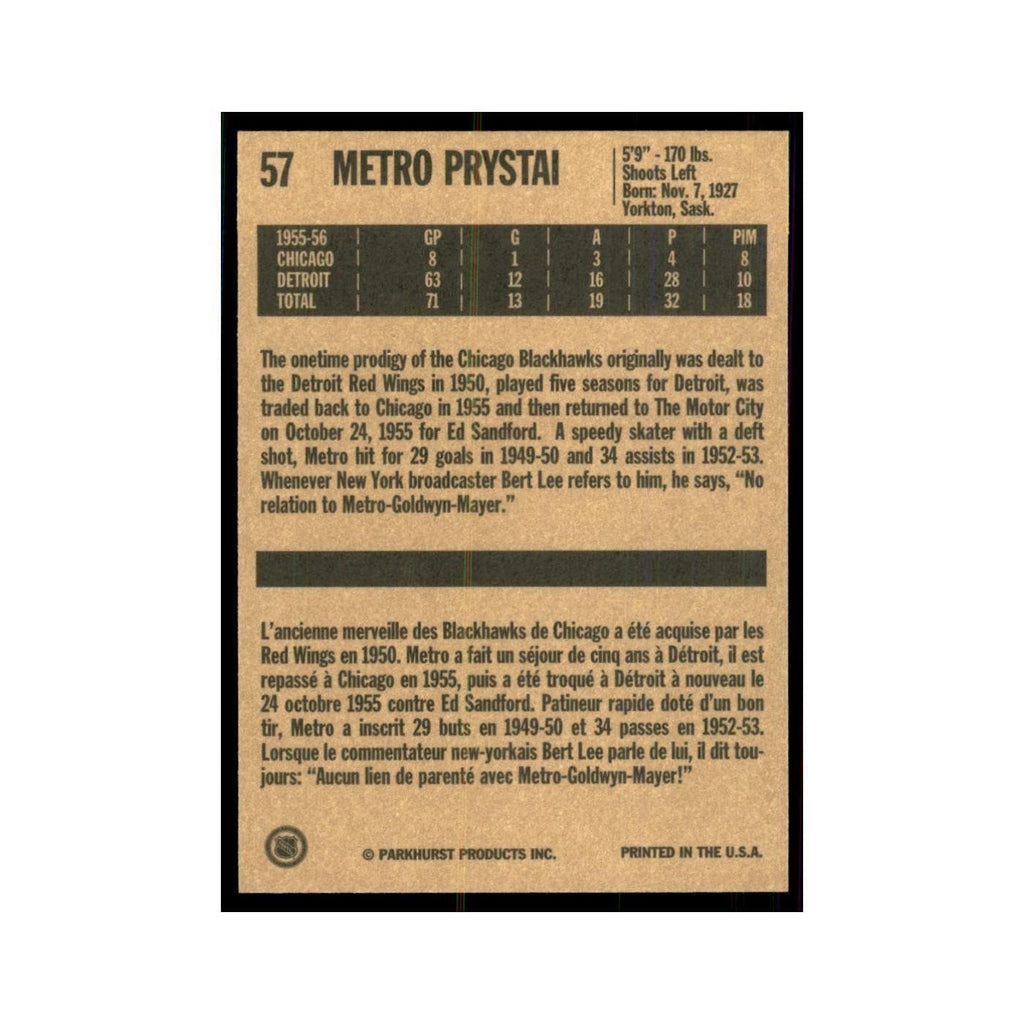 1994 Parkhurst Missing Link 1956-57 Metro Prystai Detroit Red Wings #57