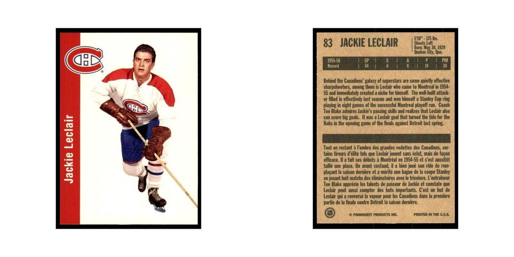 1994 Parkhurst Missing Link 1956-57 Jackie Leclair Montreal Canadiens #83