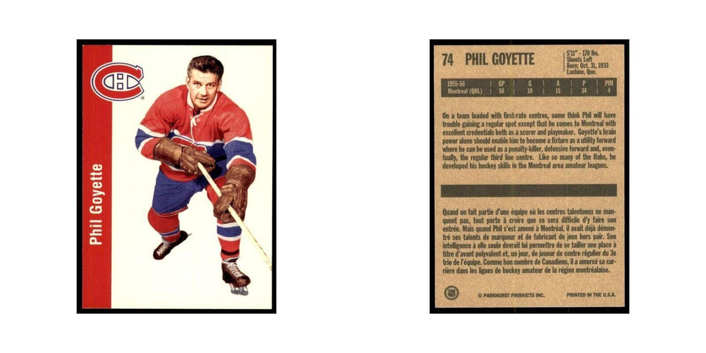 1994 Parkhurst Missing Link 1956-57 Phil Goyette Montreal Canadiens #74