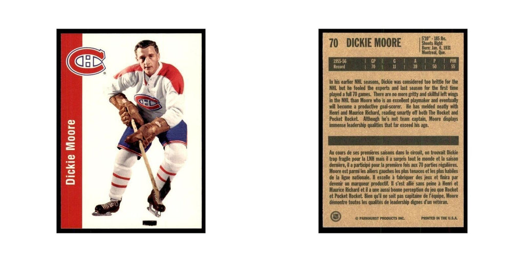 1994 Parkhurst Missing Link 1956-57 Dickie Moore Montreal Canadiens #70