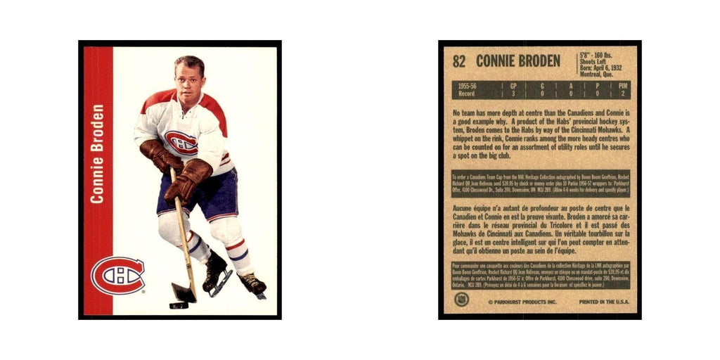 1994 Parkhurst Missing Link 1956-57 Connie Broden RC Montreal Canadiens #82