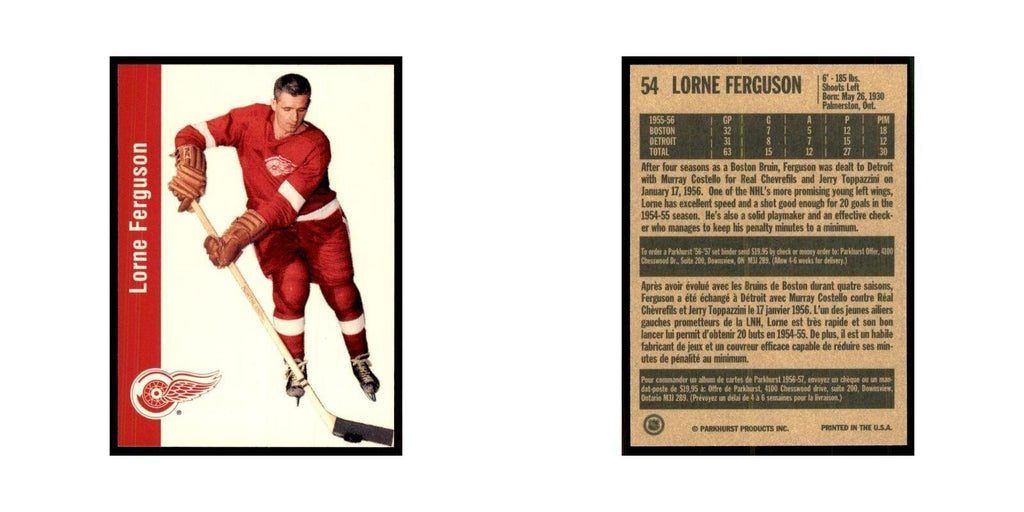 1994 Parkhurst Missing Link 1956-57 Lorne Ferguson Detroit Red Wings #54