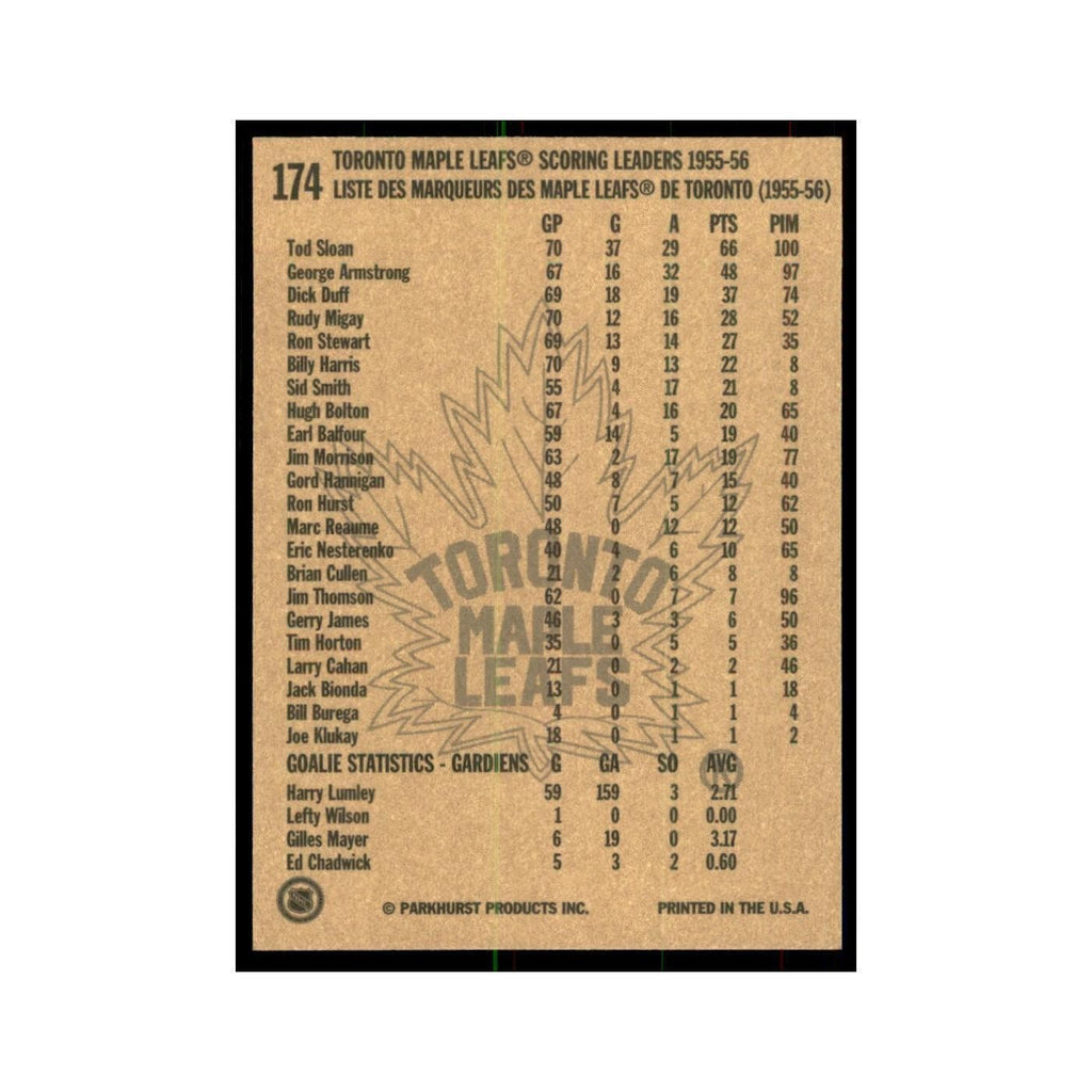 1994 Parkhurst Missing Link 1956-57 Tod Sloan Toronto Maple Leafs #174