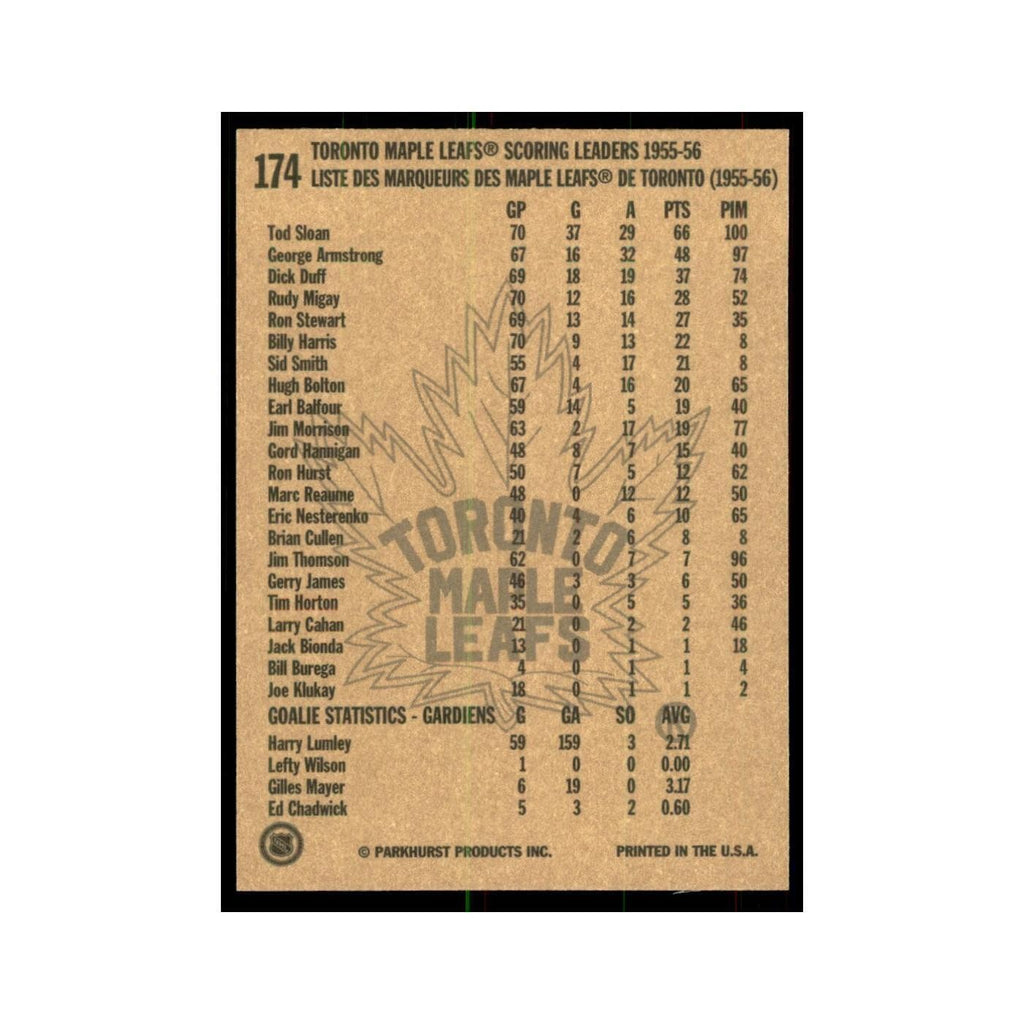 1994 Parkhurst Missing Link 1956-57 Tod Sloan Toronto Maple Leafs #174