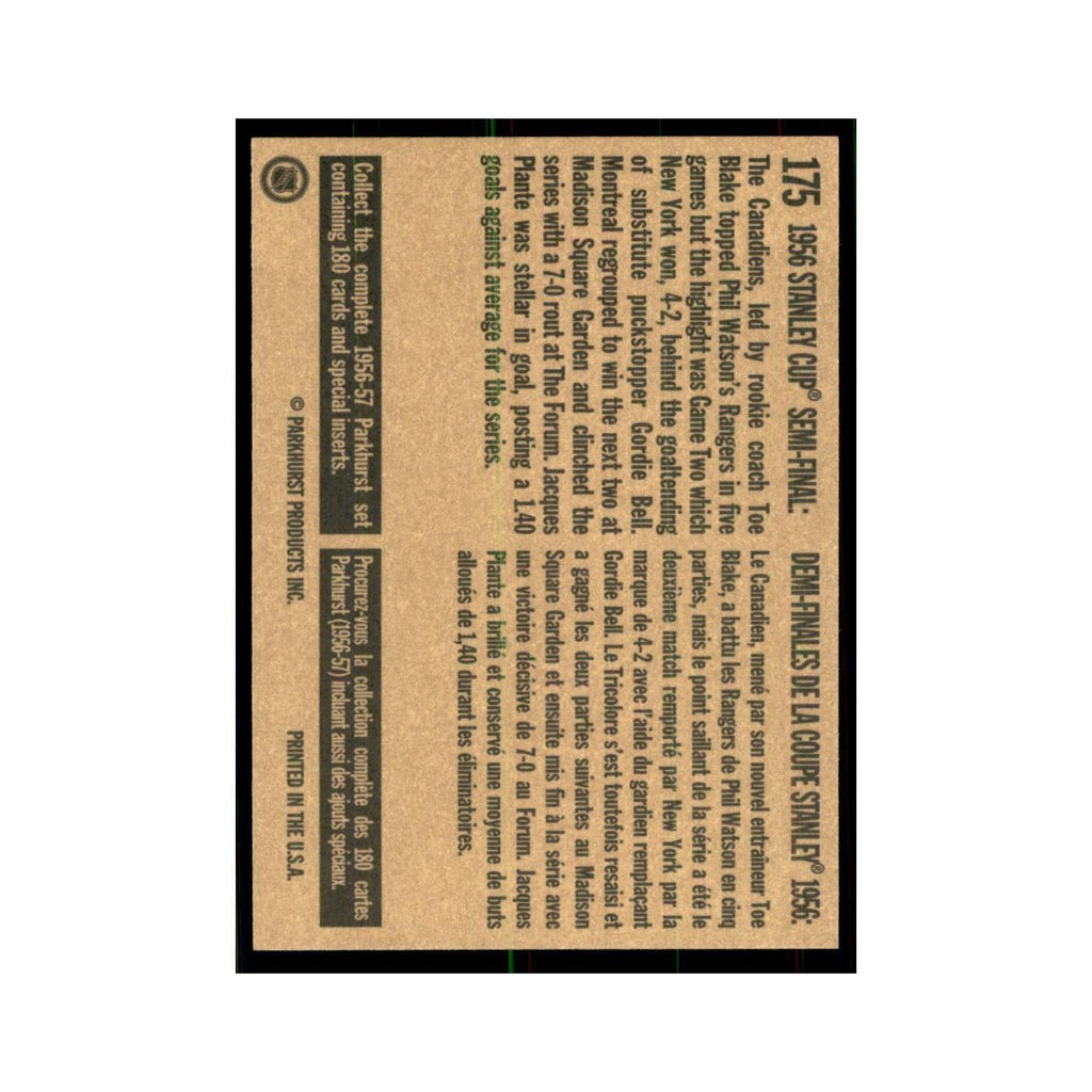 1994 Parkhurst Missing Link 1956 Semi Final New York Rangers #175