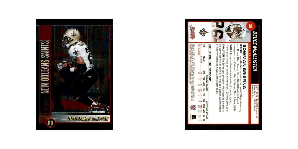 2002 Bowman Chrome Deuce McAllister Football Cards #28