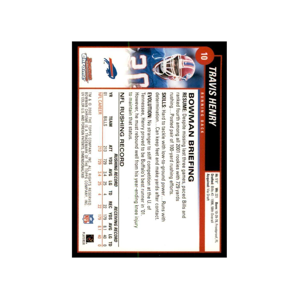 2002 Bowman Chrome Travis Henry Football Cards #10