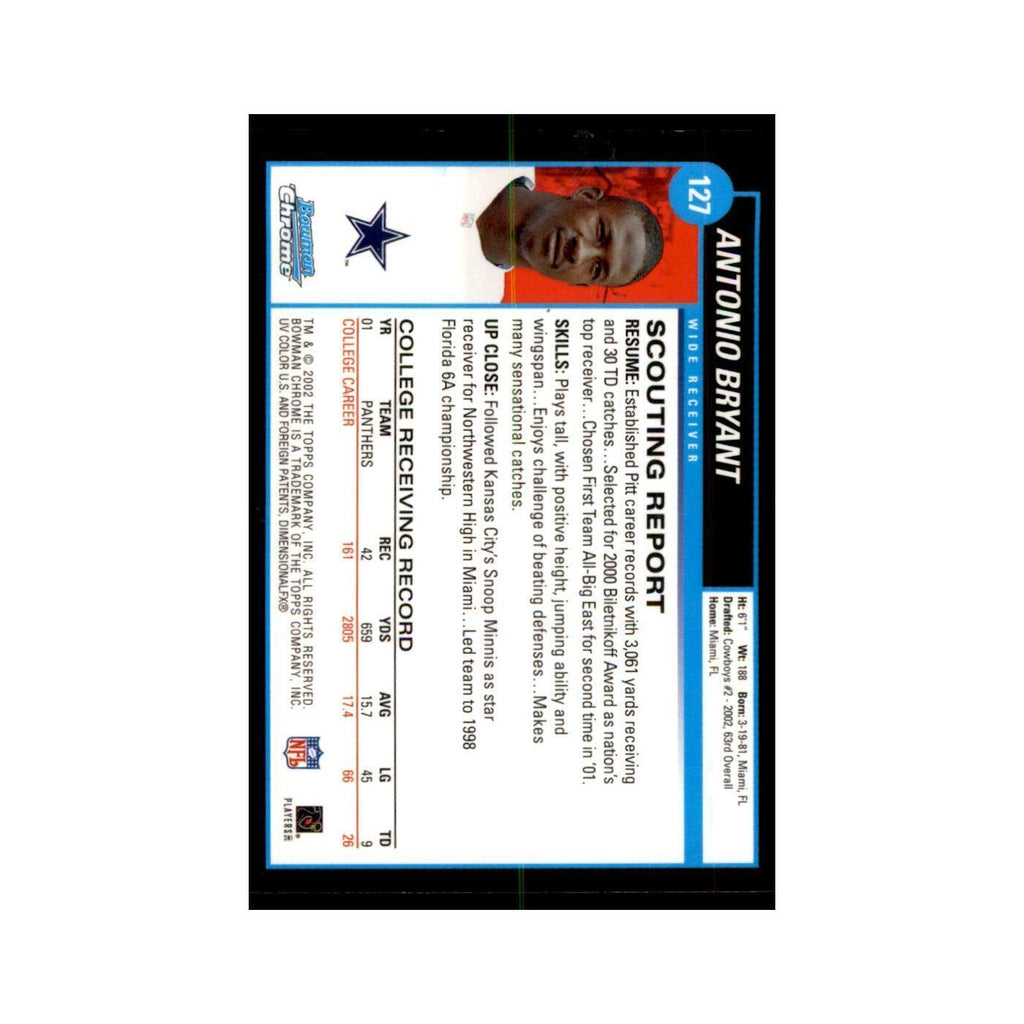 2002 Bowman Chrome Antonio Bryant RC Football Cards #127