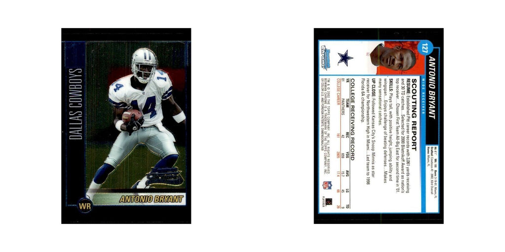 2002 Bowman Chrome Antonio Bryant RC Football Cards #127