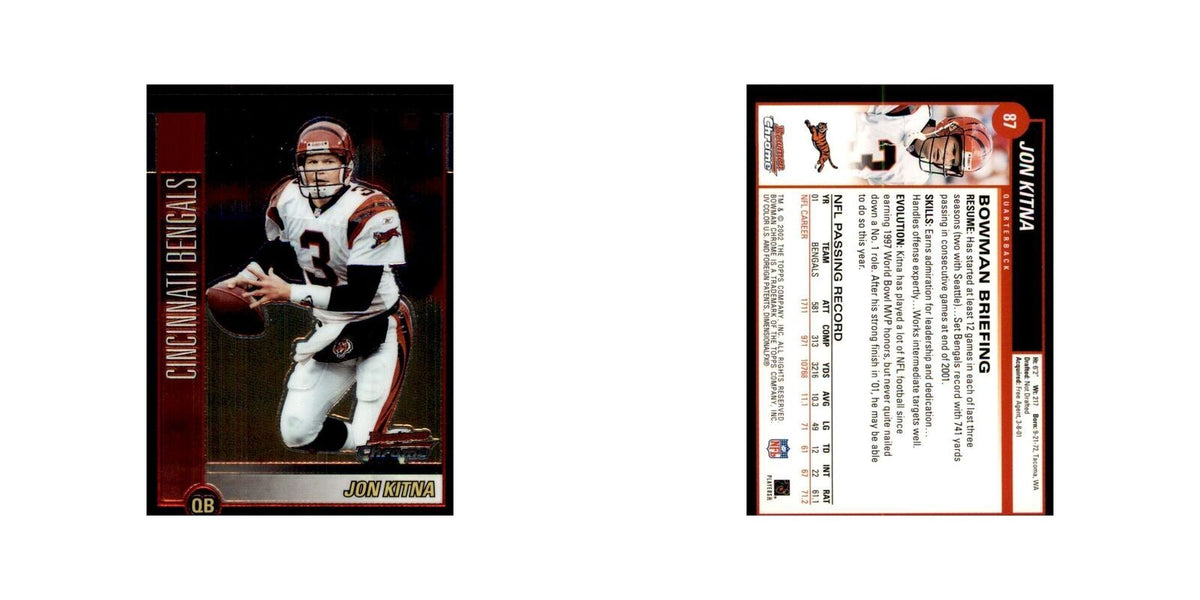 2002 Bowman Chrome Jon Kitna Football Cards #87