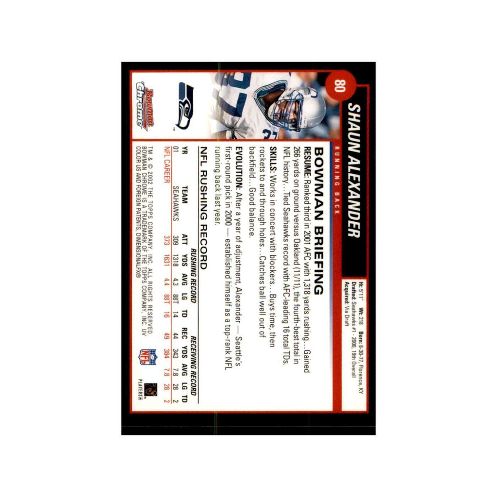 2002 Bowman Chrome Shaun Alexander Football Cards #80