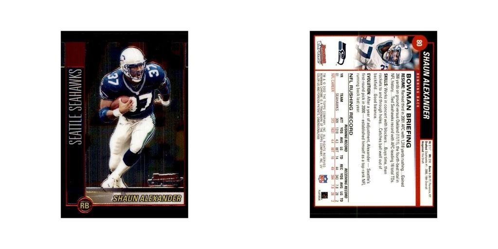 2002 Bowman Chrome Shaun Alexander Football Cards #80