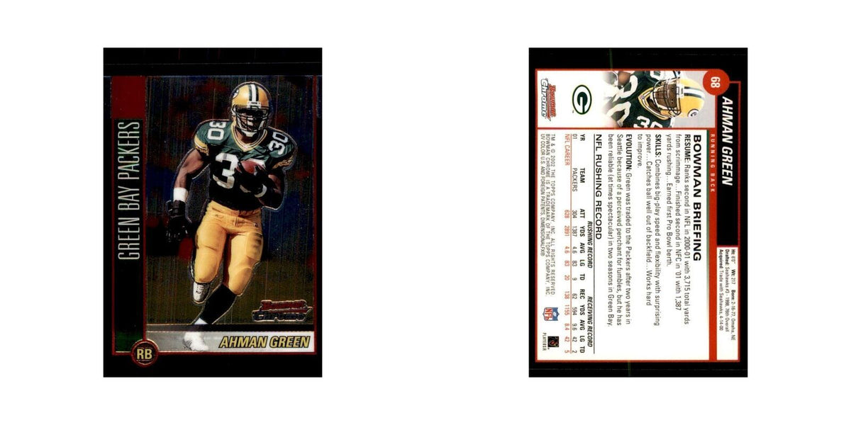 2002 Bowman Chrome Ahman Green Football Cards #68