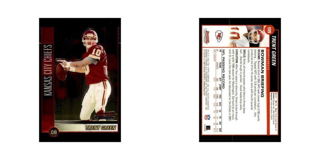 2002 Bowman Chrome Trent Green Football Cards #109