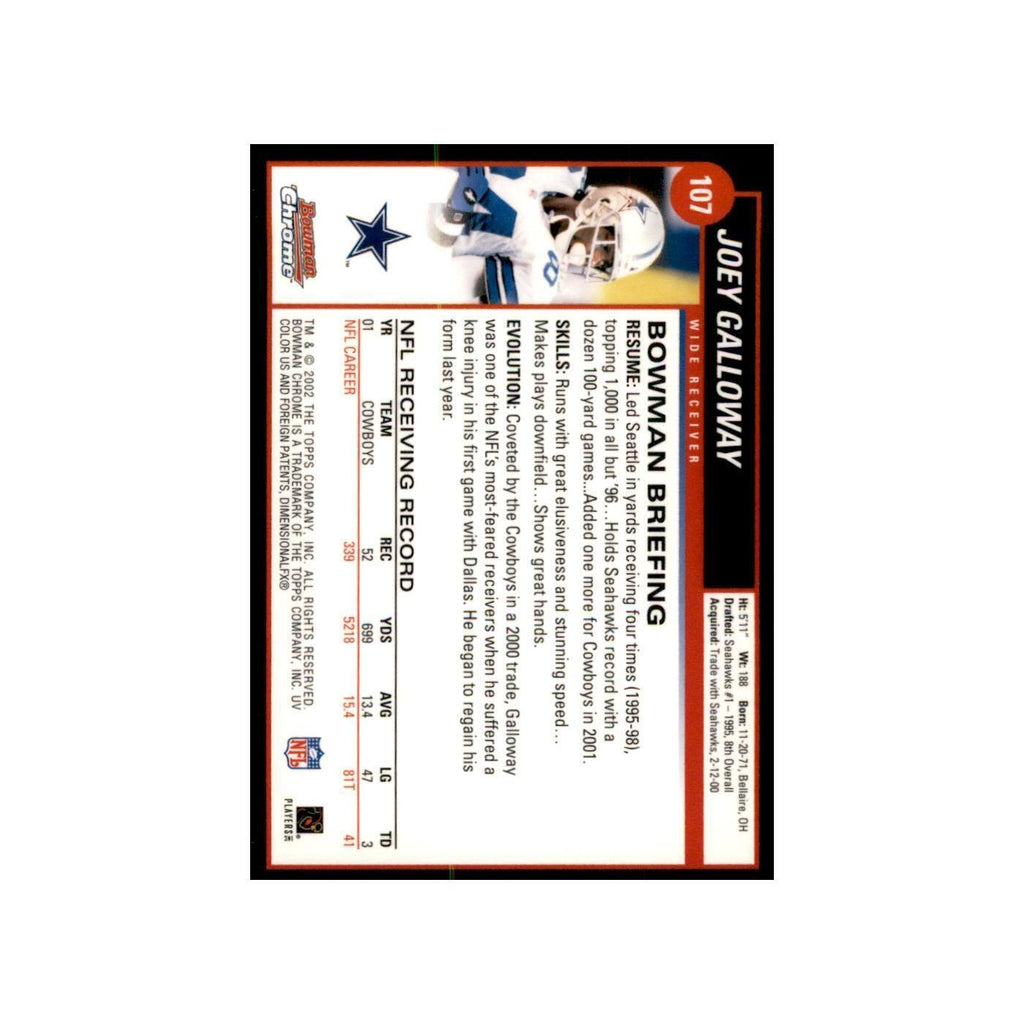 2002 Bowman Chrome Joey Galloway Football Cards #107