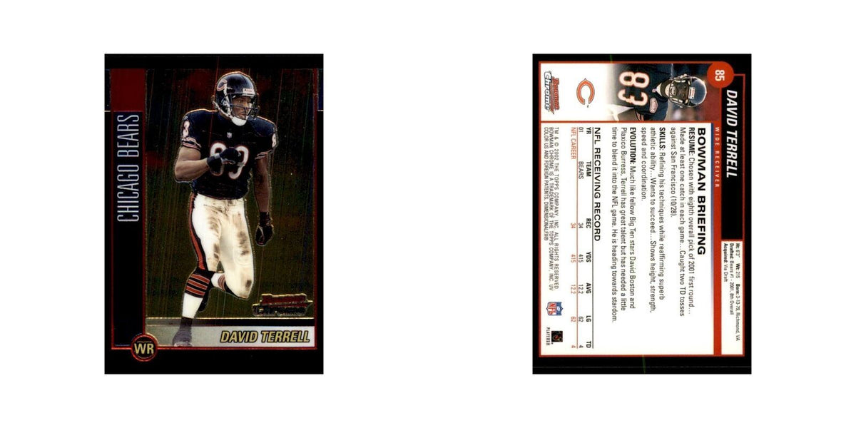 2002 Bowman Chrome David Terrell Football Cards #85