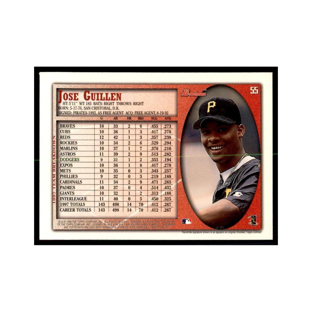 1998 Bowman Jose Guillen Baseball Cards #55
