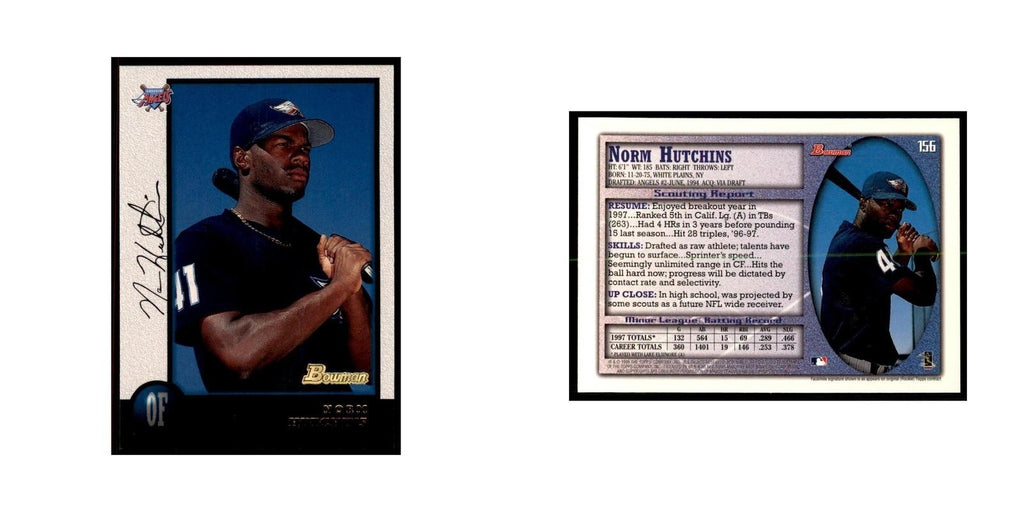 1998 Bowman Norm Hutchins Baseball Cards #156