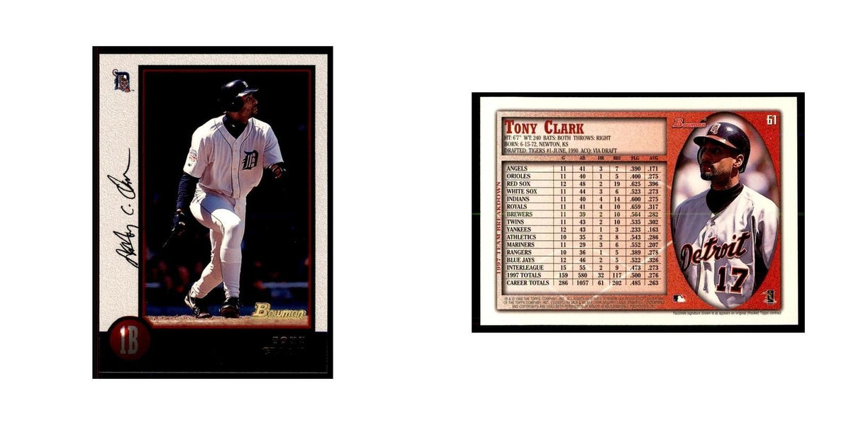 1998 Bowman Tony Clark Baseball Cards #61
