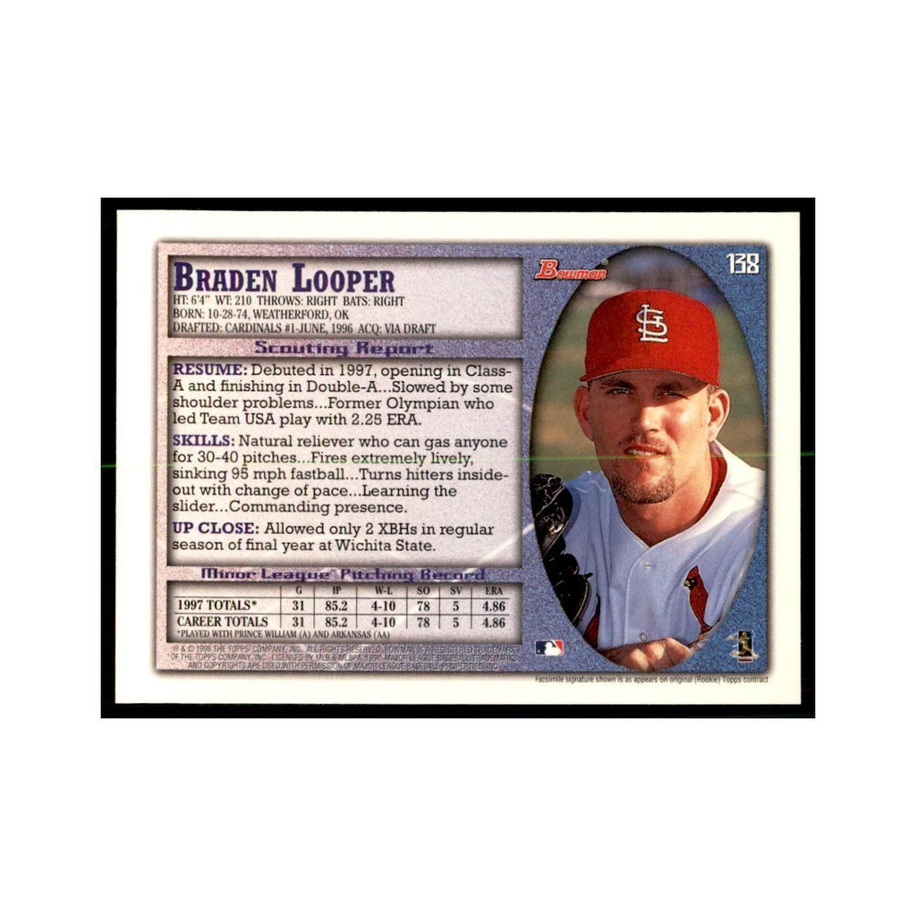 1998 Bowman Braden Looper Baseball Cards #138