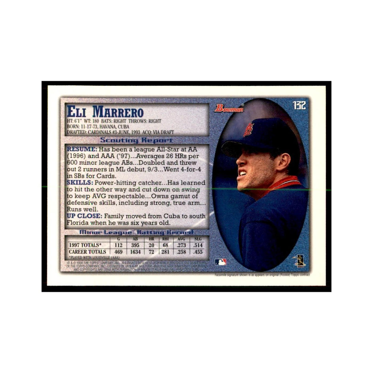 1998 Bowman Eli Marrero Baseball Cards #132
