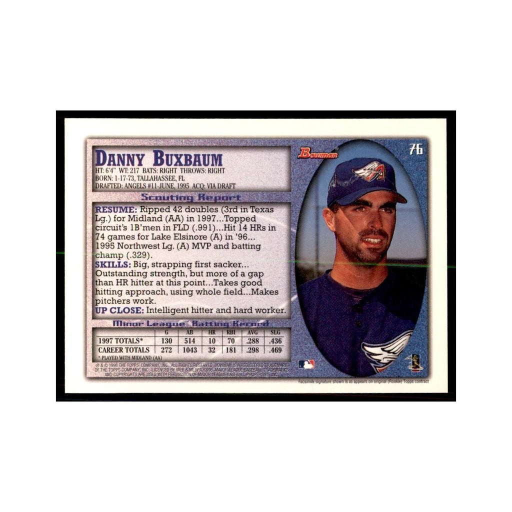 1998 Bowman Danny Buxbaum Baseball Cards #76