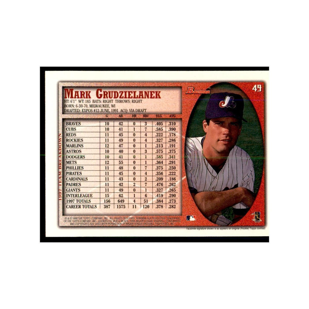 1998 Bowman Mark Grudzielanek Baseball Cards #49