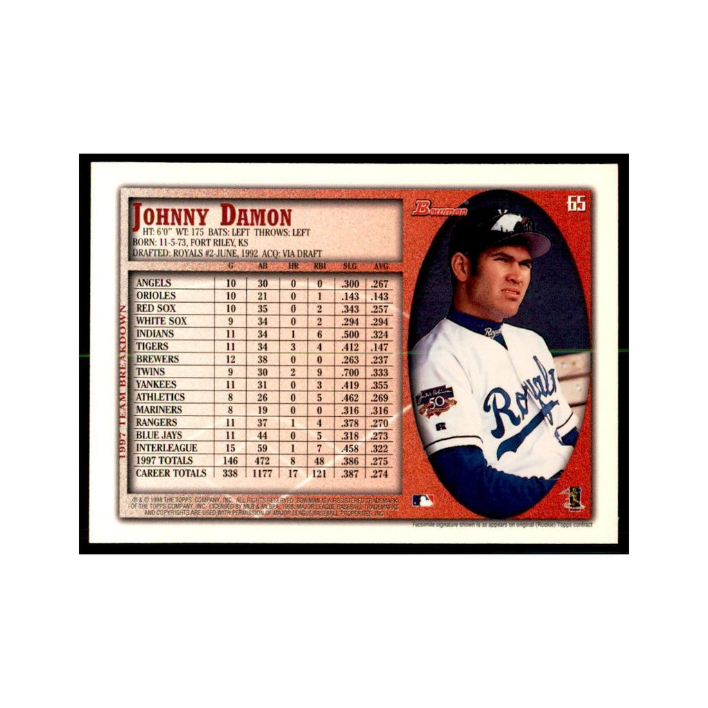 1998 Bowman Johnny Damon Baseball Cards #65