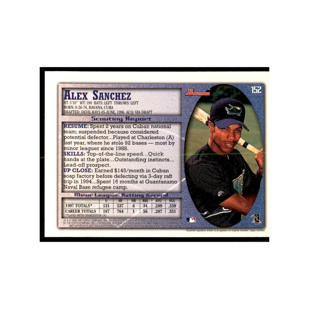1998 Bowman Alex Sanchez Baseball Cards #152