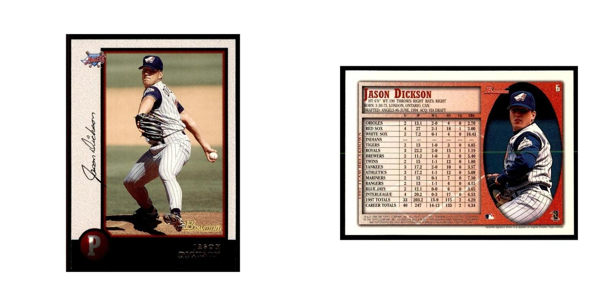 1998 Bowman Jason Dickson Baseball Cards #6