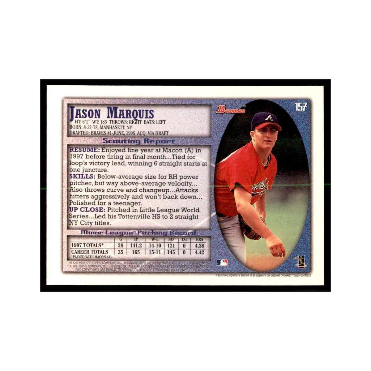 1998 Bowman Jason Marquis Baseball Cards #157