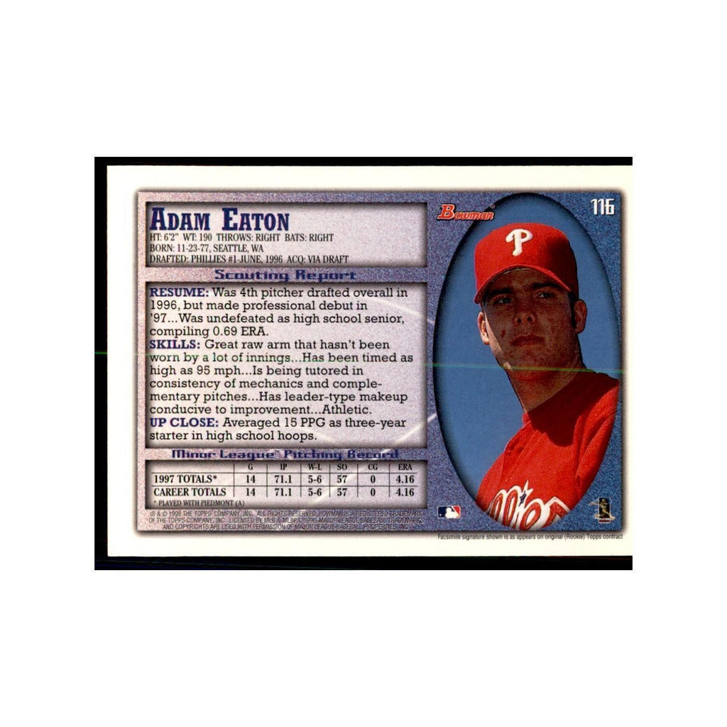 1998 Bowman Adam Eaton Baseball Cards #116