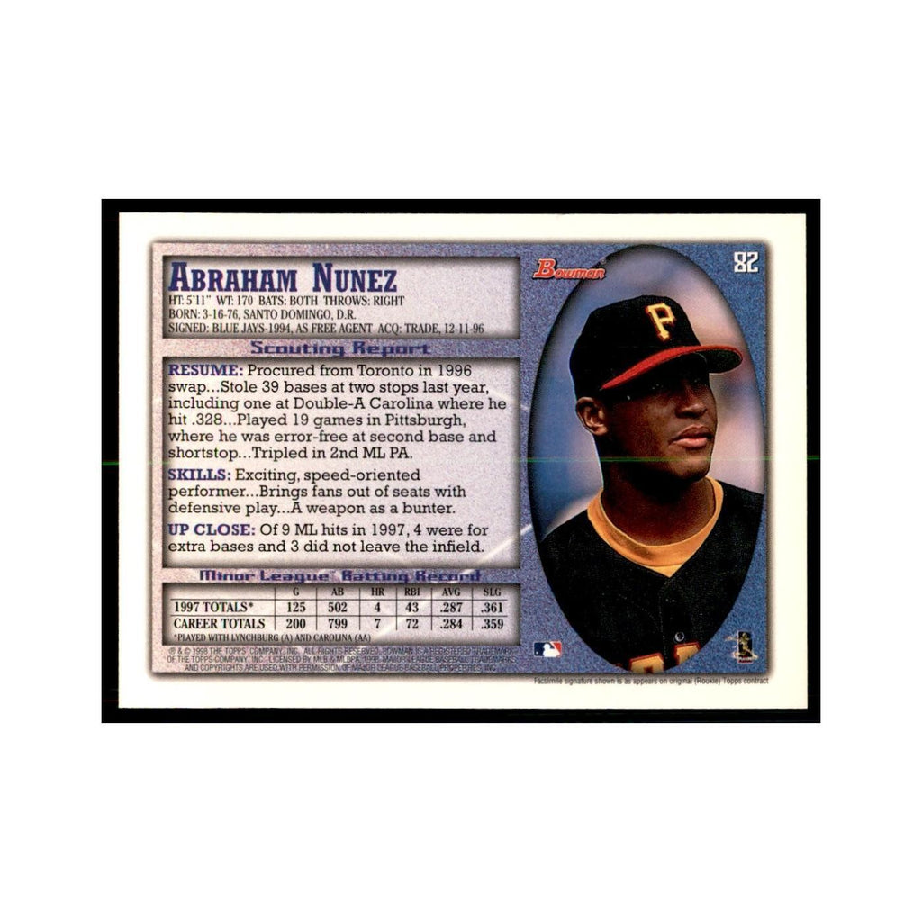 1998 Bowman Abraham Nunez Baseball Cards #82