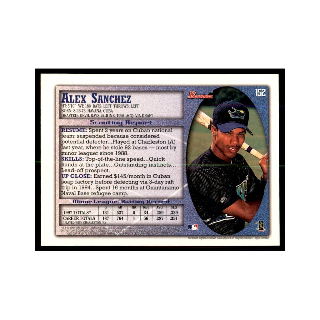 1998 Bowman Alex Sanchez Baseball Cards #152
